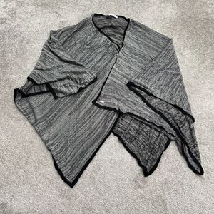 Calvin Klein Shiny Metallic Cape Sweater Womens One Size Black Poncho Kimono